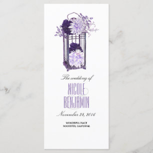 Purple and Lavender Floral Lantern Wedding Program