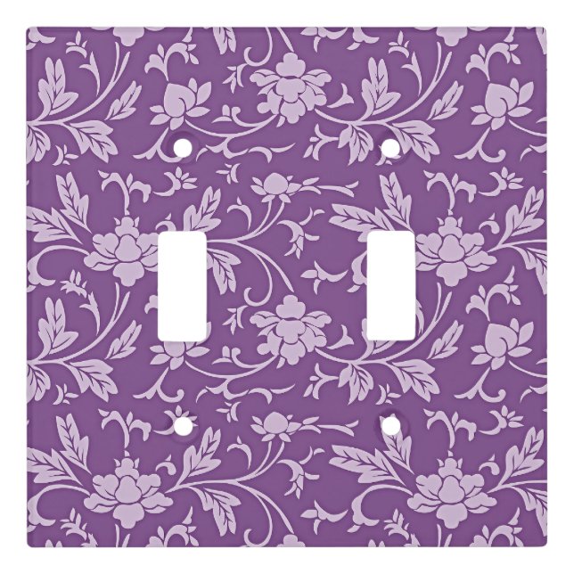 Purple and lavender floral pattern light switch cover (Front)