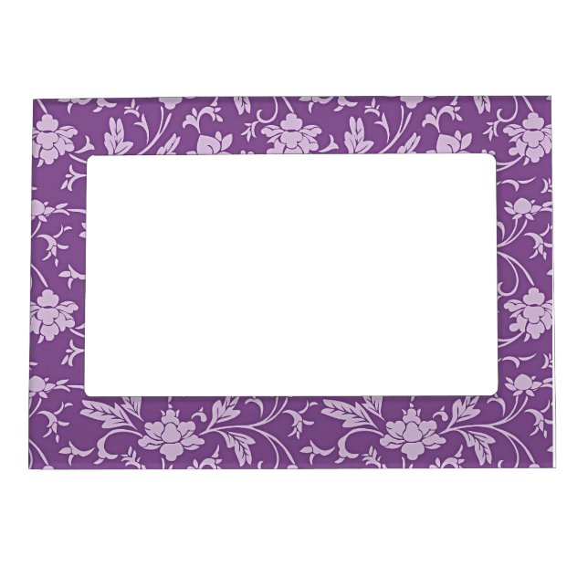 Purple and lavender floral pattern magnetic frame (Front)