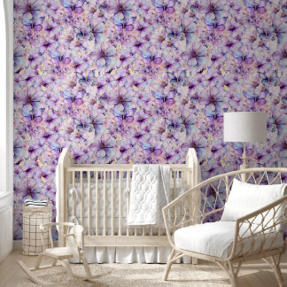 Purple and lavender flowers and butterflies wallpaper