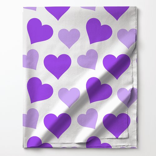 Purple And Lavender Hearts On White Fabric