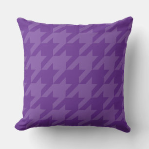 Purple and Lavender Houndstooth Throw Pillow