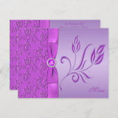 Purple and Lavender Jewelled Menu Card (Front/Back)