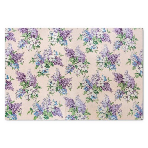 Purple and Lavender Lilacs on Vintage Wallpaper Tissue Paper