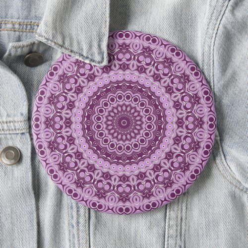 Purple and Lavender Mandala Kaleidoscope Medallion Button