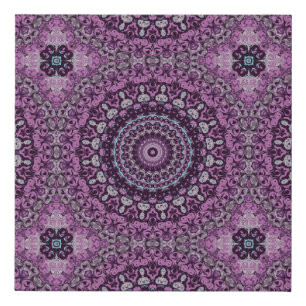 Purple and Lavender Mandala Pattern Design Faux Canvas Print