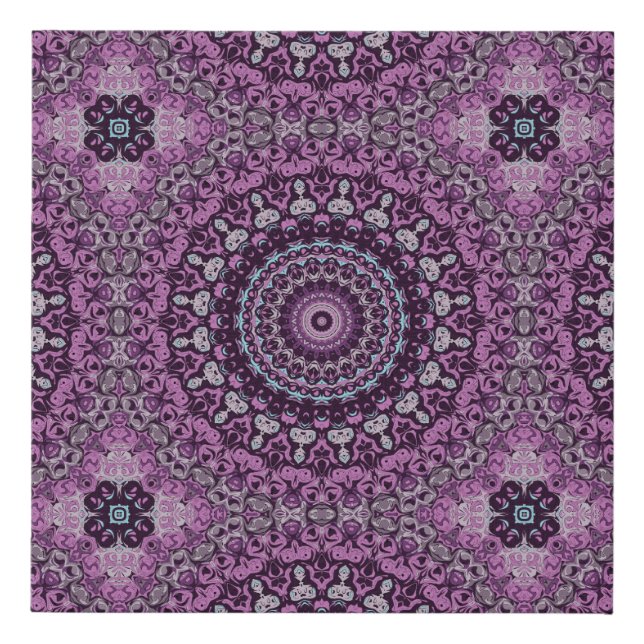 Purple and Lavender Mandala Pattern Design Faux Canvas Print (Front)