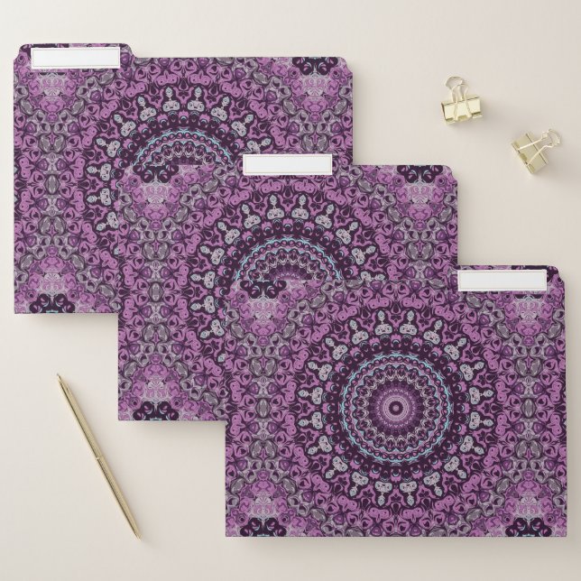 Purple and Lavender Mandala Pattern Design File Folder (Set)