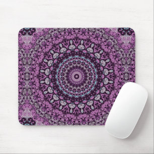 Purple and Lavender Mandala Pattern Design Mouse Pad