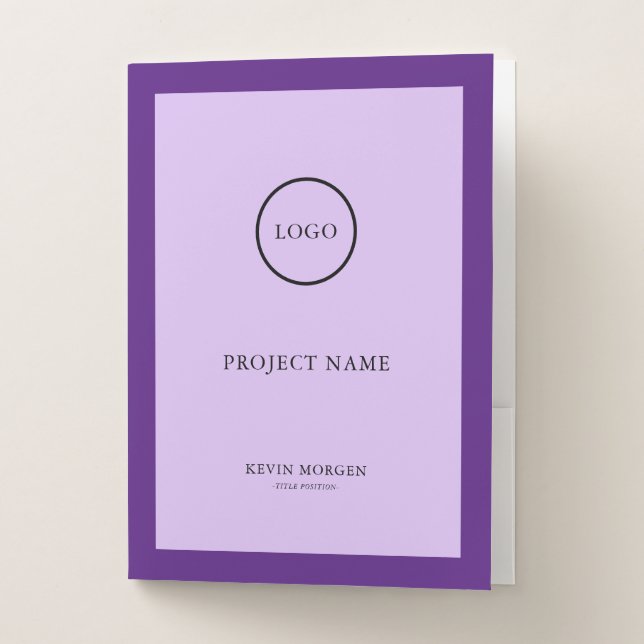 Purple and lavender minimalistic corporate design pocket folder (Front)