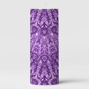 Purple and Lavender Pattern Pretty Accent Pillar Candle