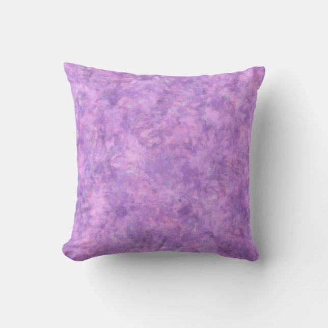 Purple and Lavender Watercolor Marble Throw Pillow (Front)
