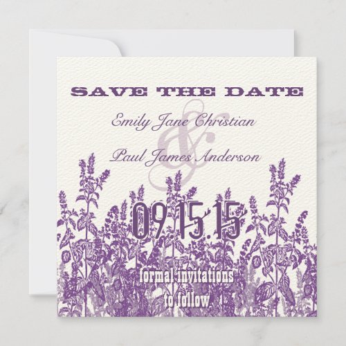 Purple and Lavender wild Flower Save the Date