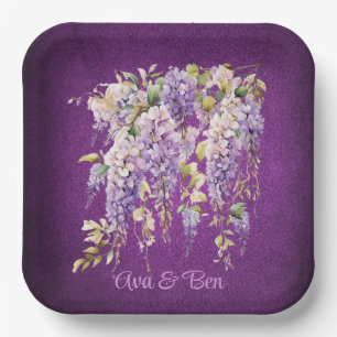 Purple and Lavender Wisteria Wedding Paper Plates