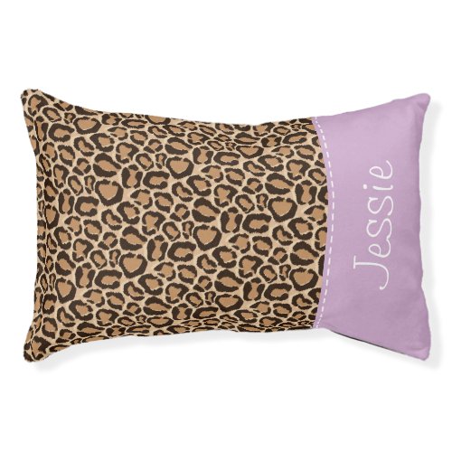 Purple and Leopard Print Custom Monogram Pet Bed