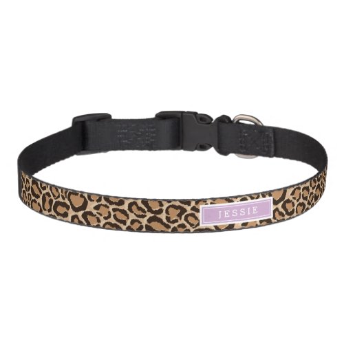 Purple and Leopard Print Custom Monogram Pet Collar