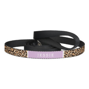 Purple and Leopard Print Custom Monogram Pet Leash