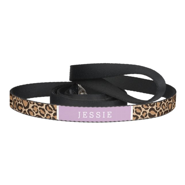 Purple and Leopard Print Custom Monogram Pet Leash (Handle)
