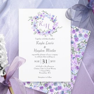 Purple and Light Blue Roses Wedding Wreath