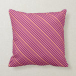 [ Thumbnail: Purple and Light Salmon Stripes/Lines Pattern Throw Pillow ]