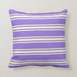 [ Thumbnail: Purple and Light Yellow Striped/Lined Pattern Throw Pillow ]
