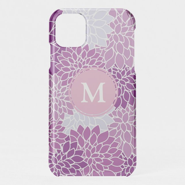 Purple and Lilac Floral Monogram Uncommon iPhone Case (Back)