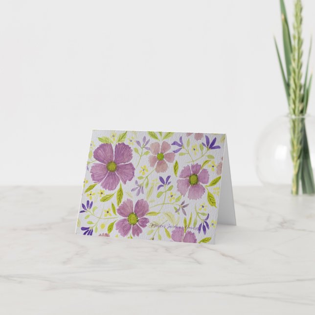 Purple and Lilac floral Note/Greeting Card (Front)