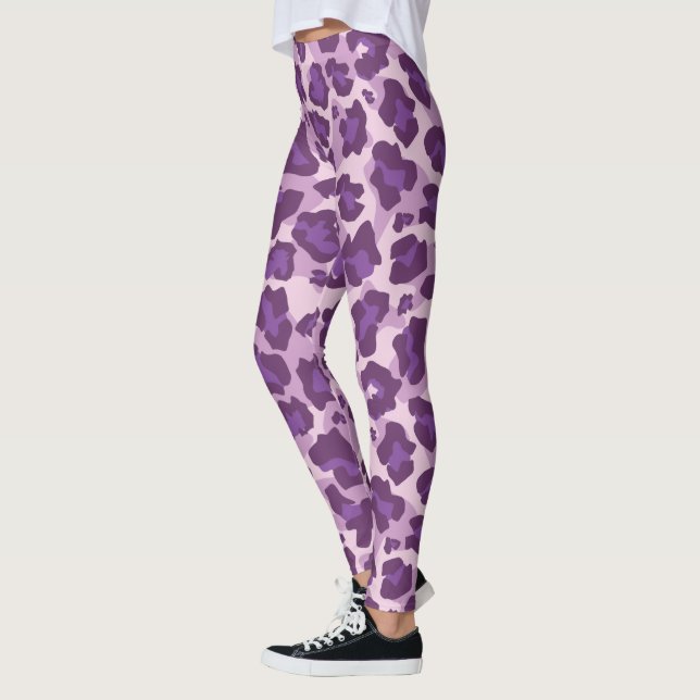 Purple and lilac leopard print leggings (Left)