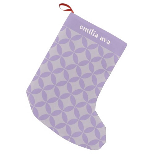 Purple and Lilac Mid Century Modern Personalized  Small Christmas Stocking