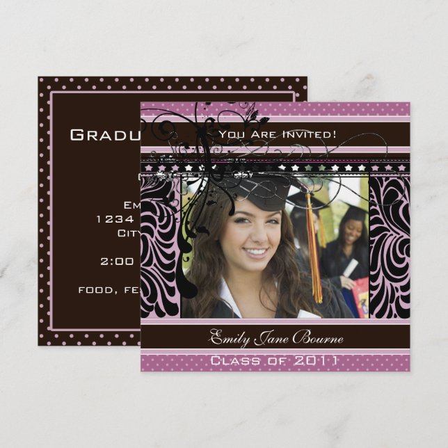 Purple and Lilac Senior Pictures Class of Invitation (Front/Back)