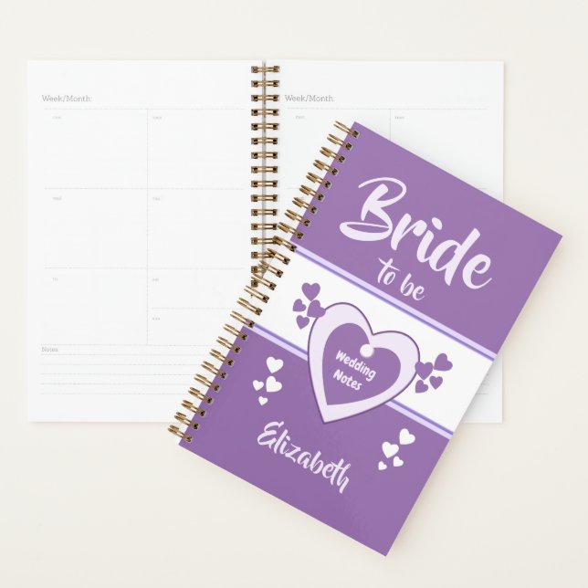 Purple and lilac with love hearts wedding bride planner (Display)