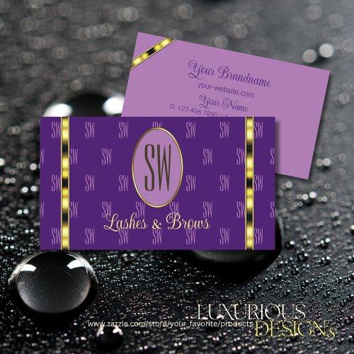 Purple and Lilac with Monogram Patterned Letters Business Card