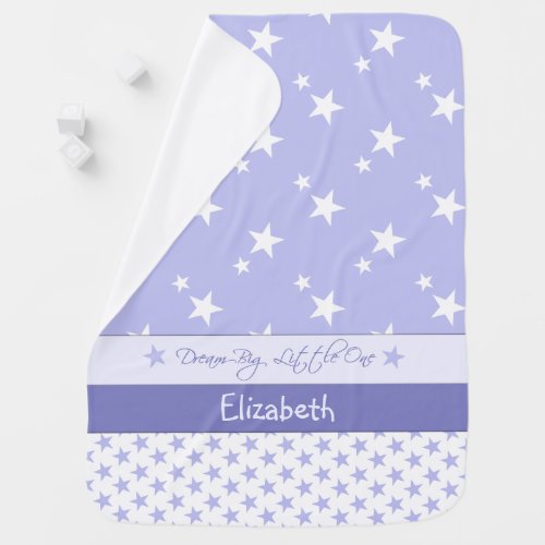 Purple and lilac with stars and a name stroller blanket