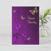 Purple and Lime Floral with Butterflies Invitation (Standing Front)
