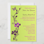 Purple and Lime Floral with Butterflies Invitation (Back)