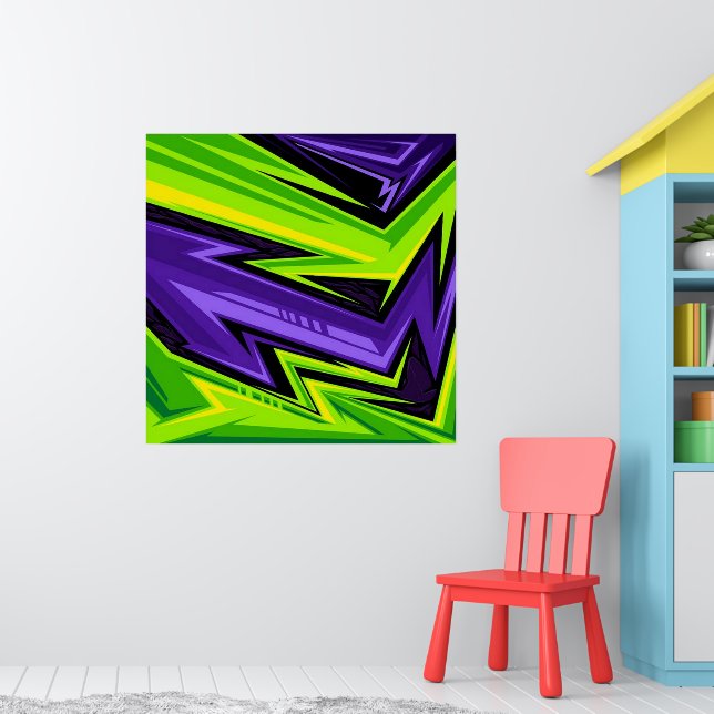 Purple and Lime Green Abstract Art Poster | Zazzle