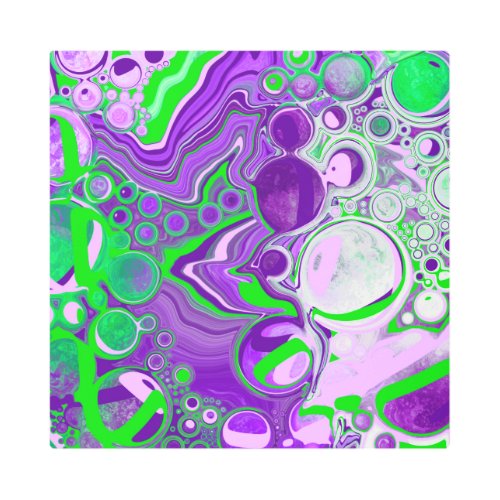 Purple and Lime Green Marble Fluid Art  