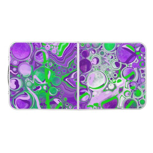 Purple and Lime Green Marble Fluid Art  Beer Pong Table