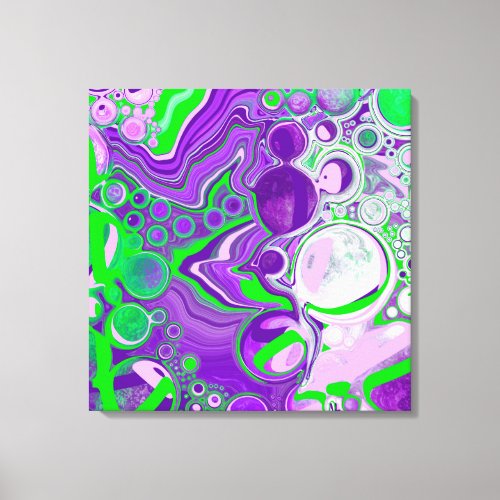 Purple and Lime Green Marble Fluid Art Canvas Print