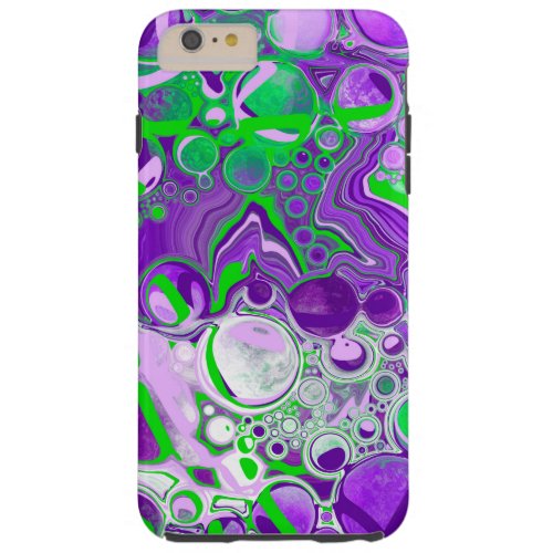 Purple and Lime Green Marble Fluid Art   Tough iPhone 6 Plus Case