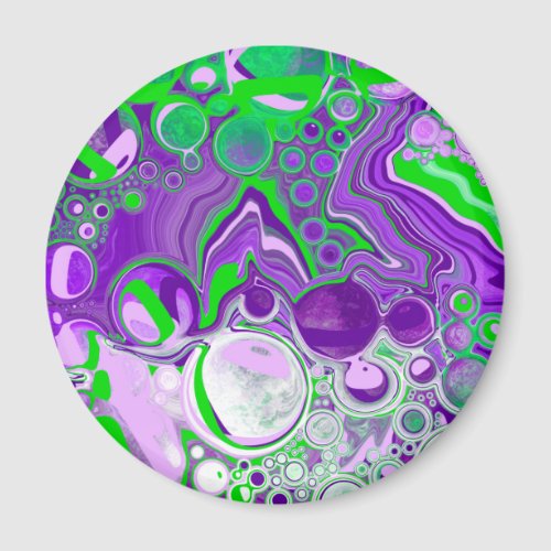 Purple and Lime Green Marble Fluid Art     Magnet