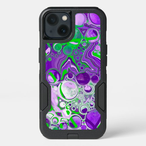 Purple and Lime Green Marble Fluid Art    iPhone 13 Case