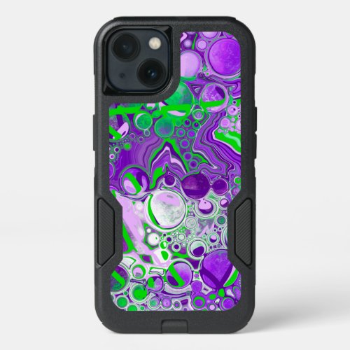 Purple and Lime Green Marble Fluid Art iPhone 13 Case