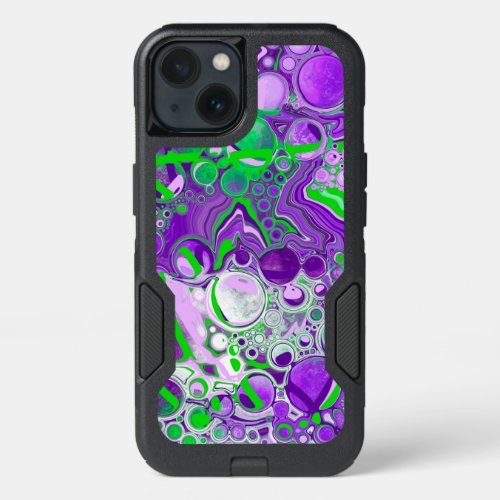 Purple and Lime Green Marble Fluid Art   iPhone 13 Case