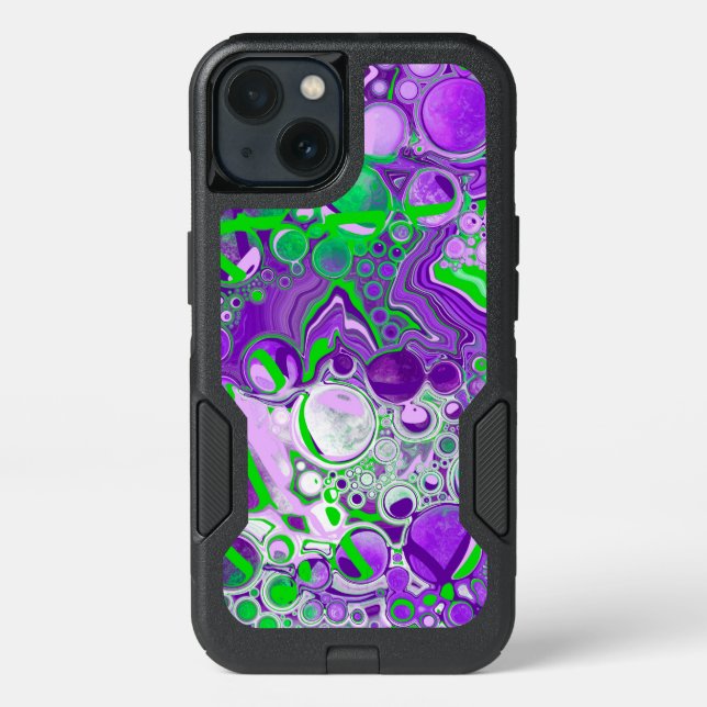Purple and Lime Green Marble Fluid Art   Otterbox iPhone Case (Back)