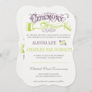 Purple and Lime Modern Vintage Typography Invite