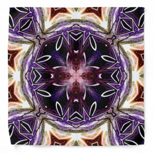 Purple and Magenta Cosmic Kaleidoscope Pattern Bandana