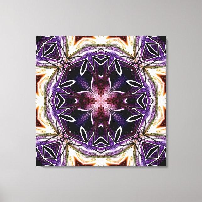 Purple and Magenta Cosmic Kaleidoscope Pattern Canvas Print (Front)
