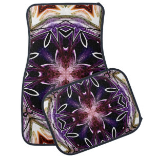 Purple and Magenta Cosmic Kaleidoscope Pattern Car Floor Mat