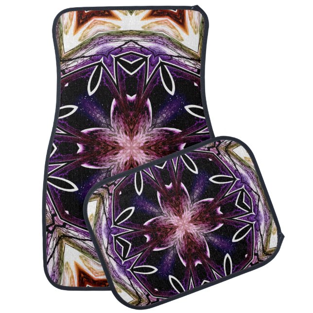 Purple and Magenta Cosmic Kaleidoscope Pattern Car Floor Mat (Set)